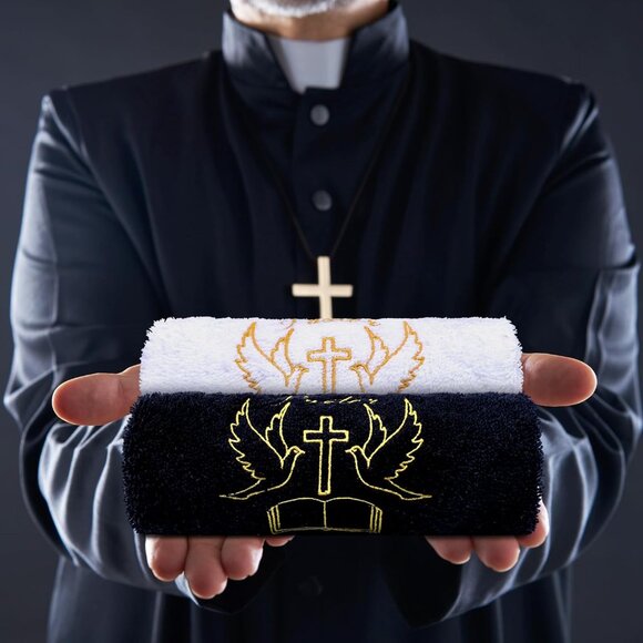 Pastor Hand Towels Cotton 13.8 Inch 4 Pack Cross Dove Gift Church Clergy - Picture 4 of 6